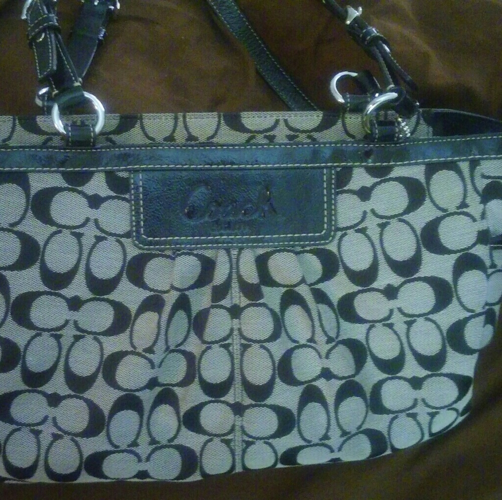 Gently used black and gray authentic Coach purse